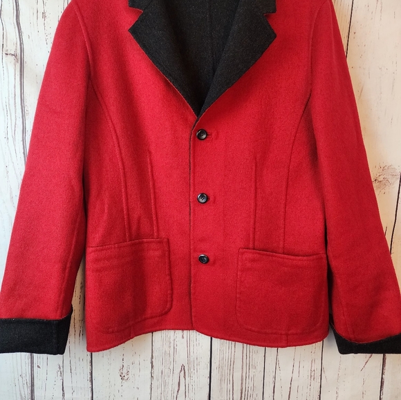 Pendleton Women's Reversible Wool Jacket Medium Red/Gray - Picture 5 of 6